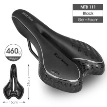 (111 Schwarz) MTB Komfort-Fahrradsattel aus Schaumstoff, Rennradsattel, schmerzfreier Sitz, PU-Leder,
