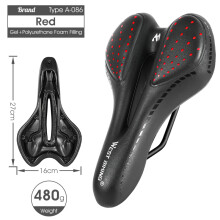 (086 Rot) Fahrradsattel MTB Rennradsattel Mountainbike-Rennsattel Atmungsaktiver weicher PU-Sattel