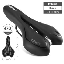 (071 Schwarz) MTB Komfort-Fahrradsattel aus Schaumstoff, Rennradsattel, schmerzfreier Sitz, PU-Leder,