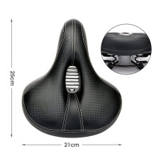 (028 Schwarz) Verdickter Fahrradsattel mit rotem und gelbem Reflektorband und weicher Stoßdämpfung