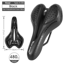 (086 Schwarz) Fahrradsattel MTB Rennradsattel Mountainbike-Sattel aus atmungsaktivem, weichem PU-Material