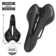 (Schriftzug Schwarz) Fahrradsattel MTB Rennradsitz aus PU-Leder, schmerzfreies Fahrradkissen