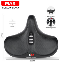 (Max Hollow Black) Ergonomischer Fahrradsattel für lange Radtouren, breitere und dickere Polsterung,