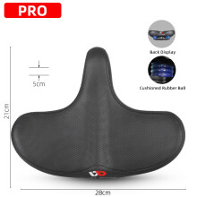 (PRO Schwarz) Ergonomischer Fahrradsattel für lange Radtouren, breite und dicke Polsterung, MTB- und