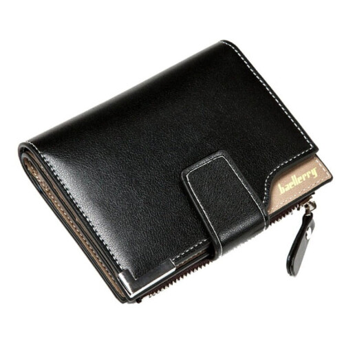Men's Organic Leather Wallet with 19 Compartments, Secure Clasp and Multiple Pockets for Cards, Notes Documents - Black 1