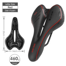 (Schriftart Rot) Fahrradsattel MTB Rennradsitz aus PU-Leder, schmerzfreies Fahrradkissen