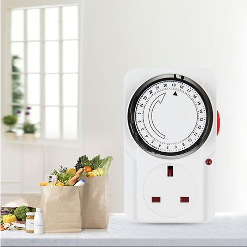 24 Hour Segment Timer for British Plug Socket with Manual Override, Compact Programmable Power Switch 1