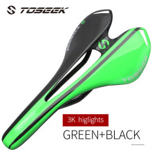 (Grün-Glanz) Neueste 3K-Matt-Vollcarbon-Sattel-Rennrad-/MTB-Fahrradsattel-Fahrradteile rotes Carbon