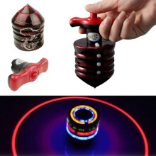 (Schwarz) 1 Stück leuchtender Kreisel aus Holz mit Musikfunktion, LED-Licht-Imitation, Laser-Holzkreisel,