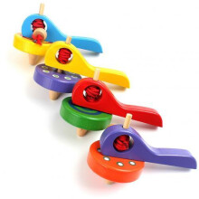 (Farbe zufällig) Klassischer Kreisel aus Holz mit Abschussseil – Kinderspielzeug, Geschenk