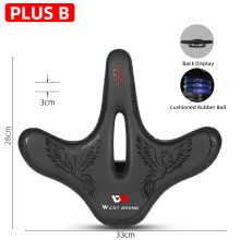 (PLUS B) Ergonomischer Fahrradsattel für Langstreckenfahrten, breitere und dickere Polsterung, MTB-