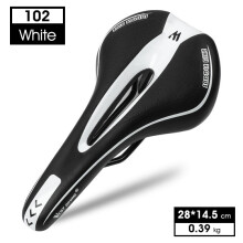 (102 Black White) Bike Saddle Silicone Cushion PU Leather Surface Silica Filled Comfortable Cycling