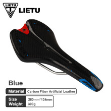 (Carbonfaser-Blau) Fahrradsattel MTB Rennrad Fahrradsattel mit rutschfester Silikon-Sattelauflage und