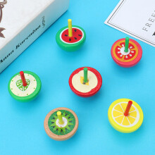 (10pcs fruit random)10pcs Cute Wooden Colorful Spinning Top Fruits Gyro Interesting Novelty Children