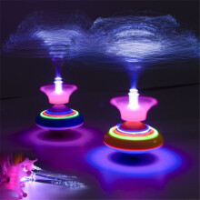 (Multicolor)Novelty Light Fiber Spinnig Top Lase Music Luminous Music Gyro Light Up Kid Toy