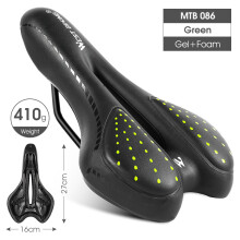 (086 Grün) MTB Komfort-Fahrradsattel aus Schaumstoff, Rennradsattel, schmerzfreier Sitz, PU-Leder, vielseitig