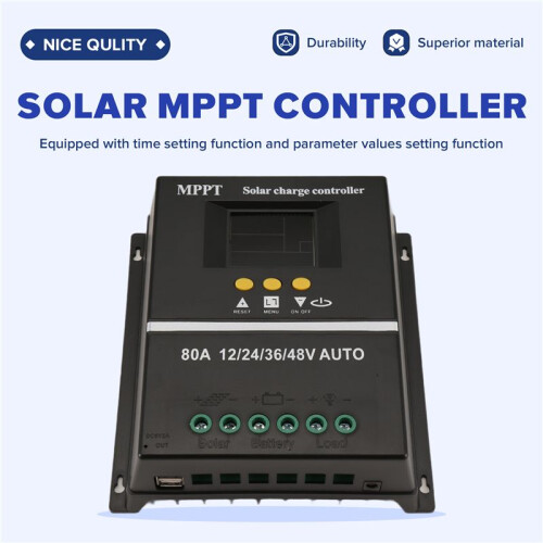80A MPPT/PWM Solar Charge Controller 12V/24V/36V/48V Auto Controller Tools Solar PV Battery Charger with LCD & Dual USB 1