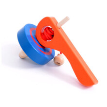 (Blue)Wooden Gyro Toys Spinning with wire For Kids Child Sport Game Outdoor Indoor