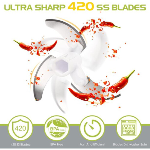 Kitchen Vegetable Processor, Manual Hand-Pull Chopper with 3 Blades Detachable Bowl for Easy Cleaning, 500 ml Capacity 1