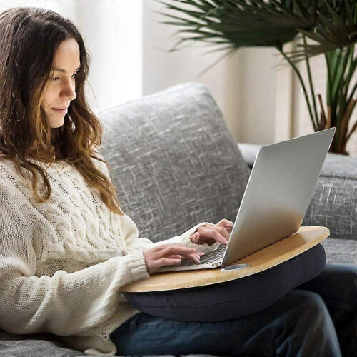 Mesa de Cama Plegable con Plataforma de Bambú, Compatible con Portáteis até 15,6 Polegadas, Soporte Portátil para Leitura e Trabalho no Sofá 2