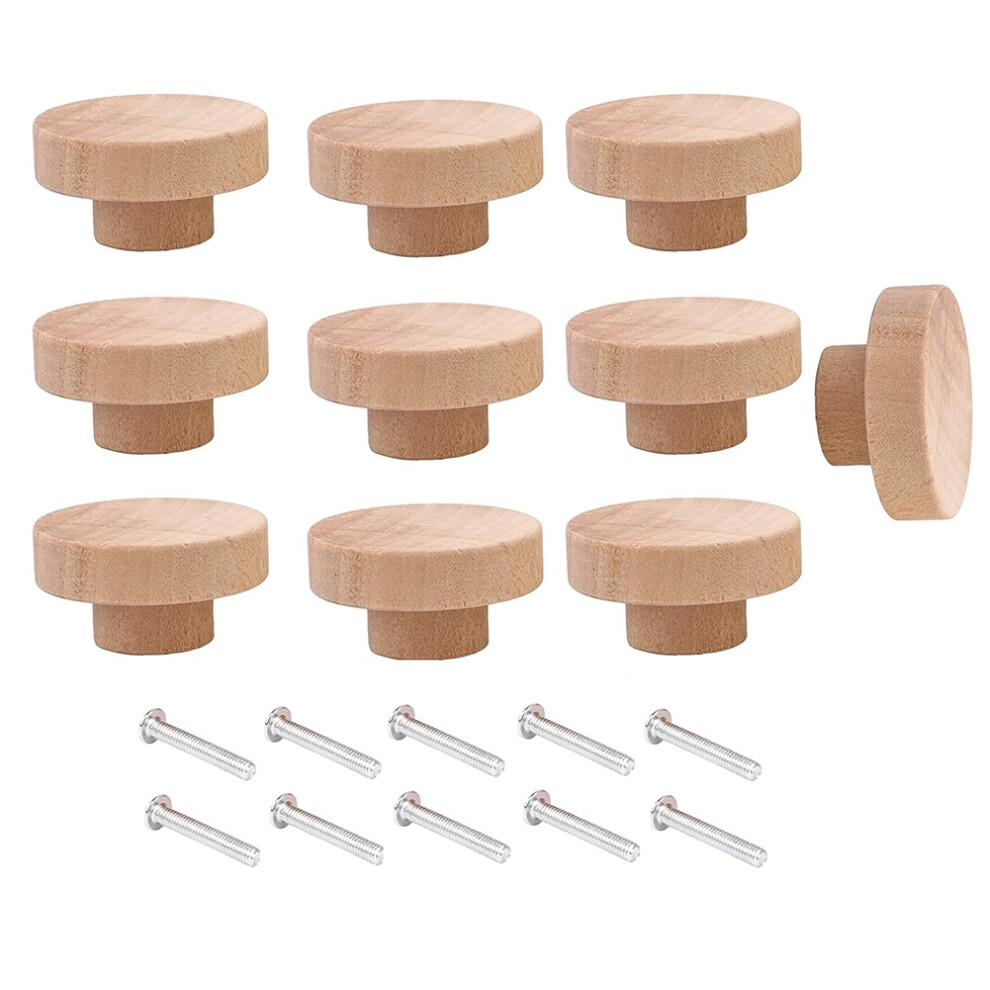 10Pcs Round Unfinished Wood Drawer Knobs 50Mm Dia Wood Furniture Cabinet Dresser Pulls 6032267944470