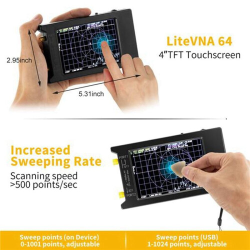 2X Novo LiteVNA-64 50KHz-6.3GHz LiteVNA 4 Polegadas Touch Screen Vector Network Analyzer  UHF Antena Analyzer AtualizaçãO de 2