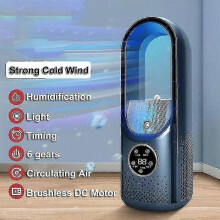 Bladeless Air Cooler with 3-Second Cooling Low-Power Silent Operation, 6-Speed with Humidifying Function, USB Powered for Bedroom Office