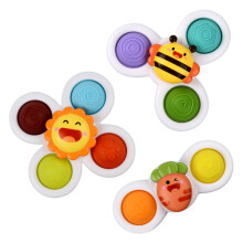 (3pcs-Vegetable)Suction Cups Spinning Top Toy For Baby Infant Insect Gyro Relief Stress Educational