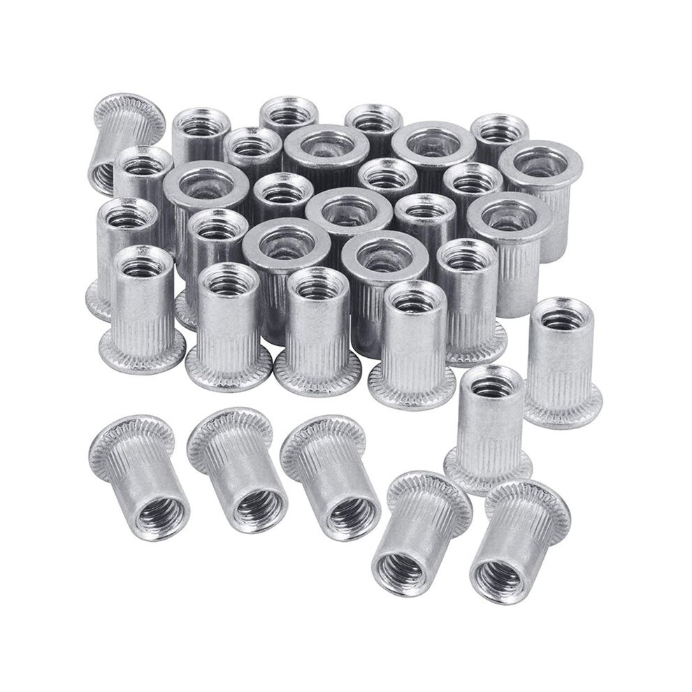 Nut 100Pcs 1/4In-20Unc Stainless Steel 304 Finish Flat Rivnut Threaded Insert Nut Knurled Body Vertical Rivets Nut 6032267952628