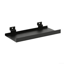 Wall Mounted Slat Shelf and Black Iron Hook Rack, SpaceSaving Storage Organizer 25x12.5x3.5 cm