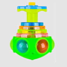 (Green)New Spinning Top Flash Luminous Spinning Tops Toy Colorful Top Ejection Toy Flashing Led Gyroscope