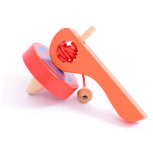 (Red)Wooden Gyro Toys Spinning with wire For Kids Child Sport Game Outdoor Indoor