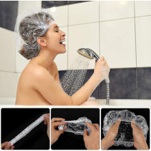 Thick Disposable Shower Caps, Waterproof Durable Plastic, Adjustable to 17.7 Inches, 100-Piece Pack for Home, Hotel and Hair Salon