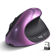 (2,4 GHz Weiß Rosa) BTS-908 Wiederaufladbare Vertikalmaus, ergonomisch, kabellos, USB-Empfänger, 1600
