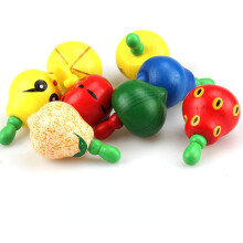 (5pcs Random Color-B)5pcs Cute Wooden Colorful Spinning Top Fruits Gyro interesting Novelty toys Children