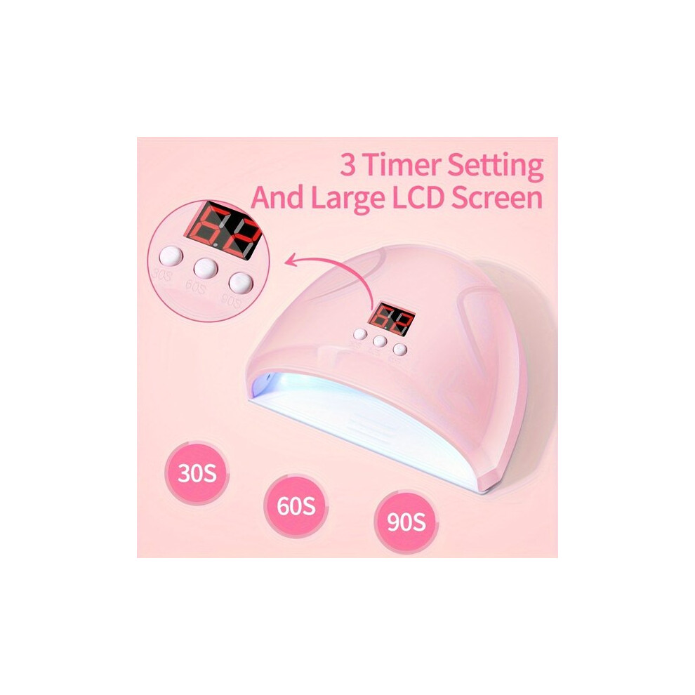 Nail Lamp with LCD Display 3-Speed Timer, UV LED Gel Polish Dryer for Home Salon Use, Durable Design