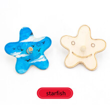 (starfish)5 Piece/lot DIY Toys For Child Divergent thinking Spinning Top Wooden Diy Coloring Children