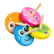 (Cartoon)1pc Kids Wood Gyro for Children Adult Relief Stress Desktop Spinning Top Toys Baby Birthday
