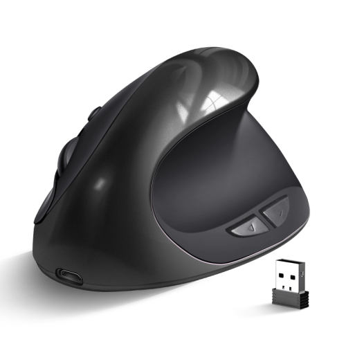 (A)BTS-908 Wiederaufladbare vertikale Maus, ergonomisch, kabellos, USB-Empfänger, 1600 einstellbare