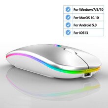 (800x300x3mm-WA00395 Kat. 26) Kabellose Bluetooth-Maus mit RGB-Hintergrundbeleuchtung, wiederaufladbar,