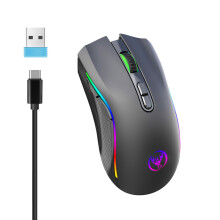 (Schwarz) Wiederaufladbare kabellose RGB-Gaming-Maus, ergonomische Gaming-Maus mit Hintergrundbeleuchtung