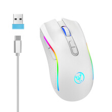 (Blau) Wiederaufladbare kabellose RGB-Gaming-Maus, ergonomische Gaming-Maus mit Hintergrundbeleuchtung