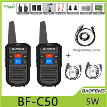 (2 Stück - Akustisches Programm) BF-C50 Mini-Walkie-Talkie UHF Dual PTT 5W Kinder-Walkie-Talkie mit