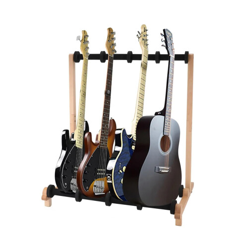 Wooden Multi Guitar Stand for 4 Instruments with Solid Wood and Soft Padded Protection 2