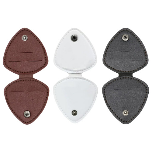 Leather Guitar Pick Holder Case with 6 Slots, Secure Pick Storage and Quick Access Strap Attachment 1
