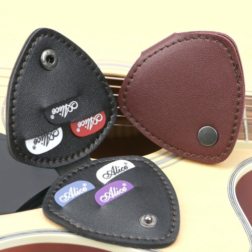Leather Guitar Pick Holder Case with 6 Slots, Secure Pick Storage and Quick Access Strap Attachment 2
