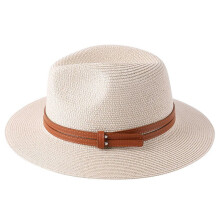 2X Ny Naturlig Panama Mjukformad Stråhatt Sommar Dam/Män Bred Brättad Strandsolkeps UV-Skydd Fedora Hat Beige