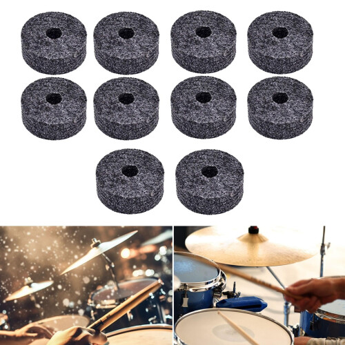 Gray Cymbal Felt Pads for Drum Set, 10 Pack Replacement Washers, Protects Surface, Fits Most Stands 1