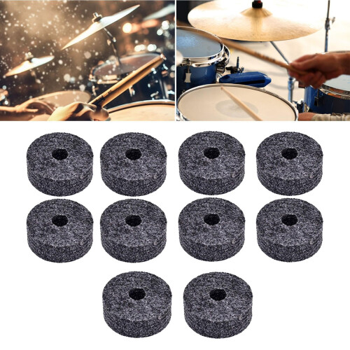 Gray Cymbal Felt Pads for Drum Set, 10 Pack Replacement Washers, Protects Surface, Fits Most Stands 2