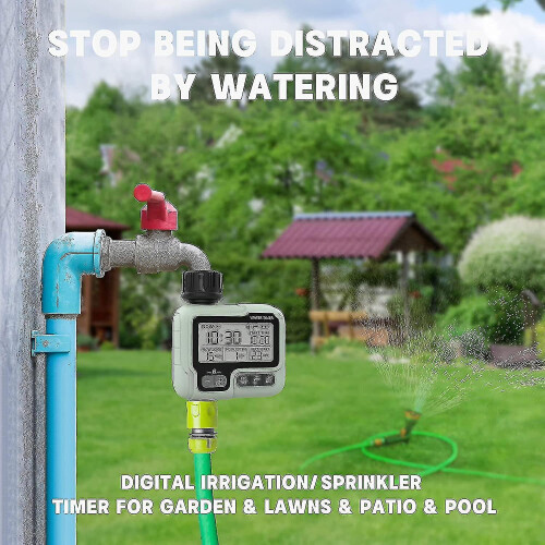 Automatic Watering Timer with Rain Delay Manual Modes, Programmable Duration 1s-99min for Water Saving Garden Care 2